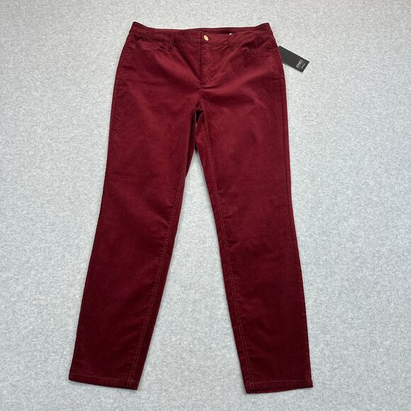 Jones New York Lexington Skinny Corduroy Jeans WMNS 10 Maroon Straight Stretchy - Picture 1 of 13